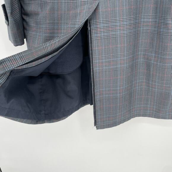 70s Smuggler Vintage Houndstooth Check Plaid Trenchcoat Overcoat Liner 40R 0071 - Picture 4 of 10